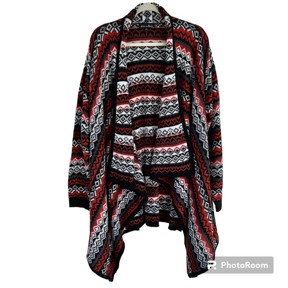 ALISON ANDREWS Black Rust Open Cardigan Sweater 2X